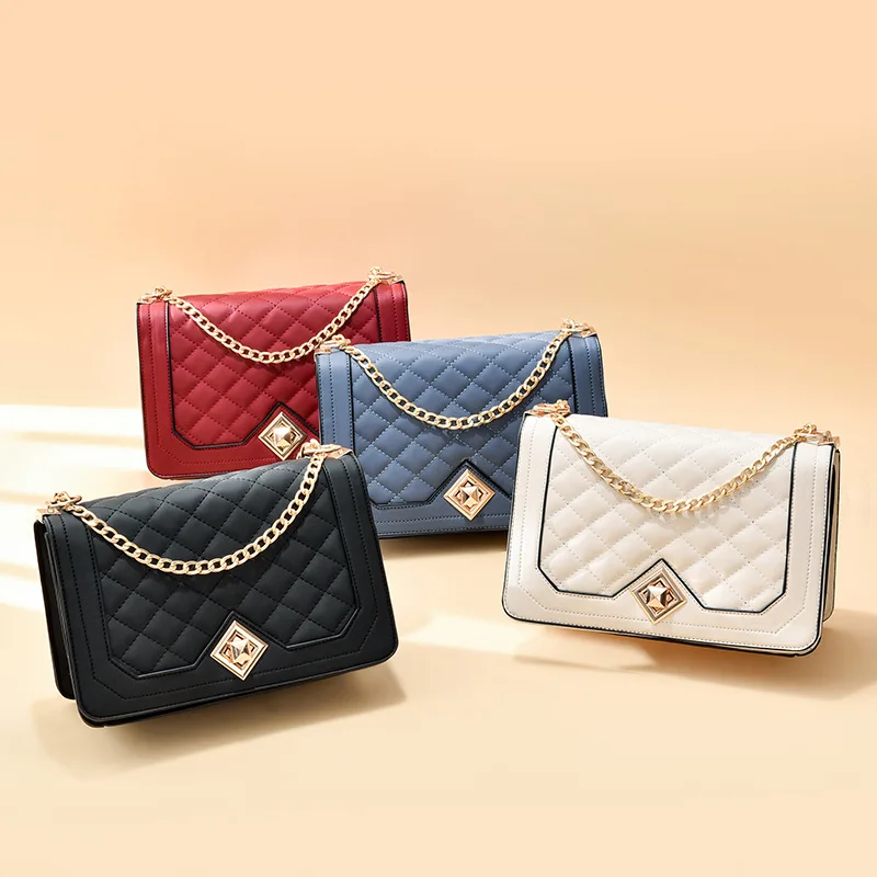

New Fashion Ladies Shoulder Bag PU Small Square Bag Retro Womens Bag Shoulder Bag Messenger Bag Trend Women's Chain Bag