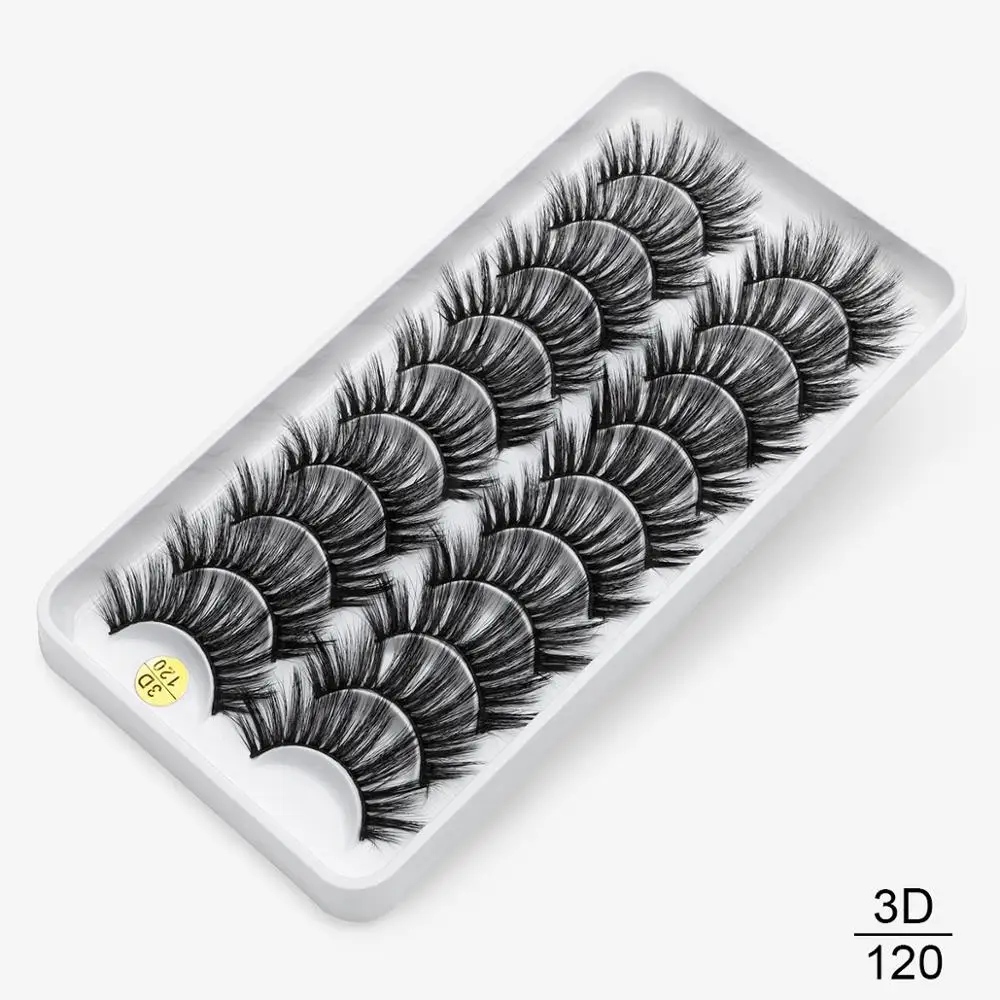 8/10 пар, натуральные длинные 3D ресницы из искусственной норки, толстые, ручная работа, полная полоса, ресницы, объемные, мягкие, норковые ресницы, накладные ресницы - Цвет: 3D-120