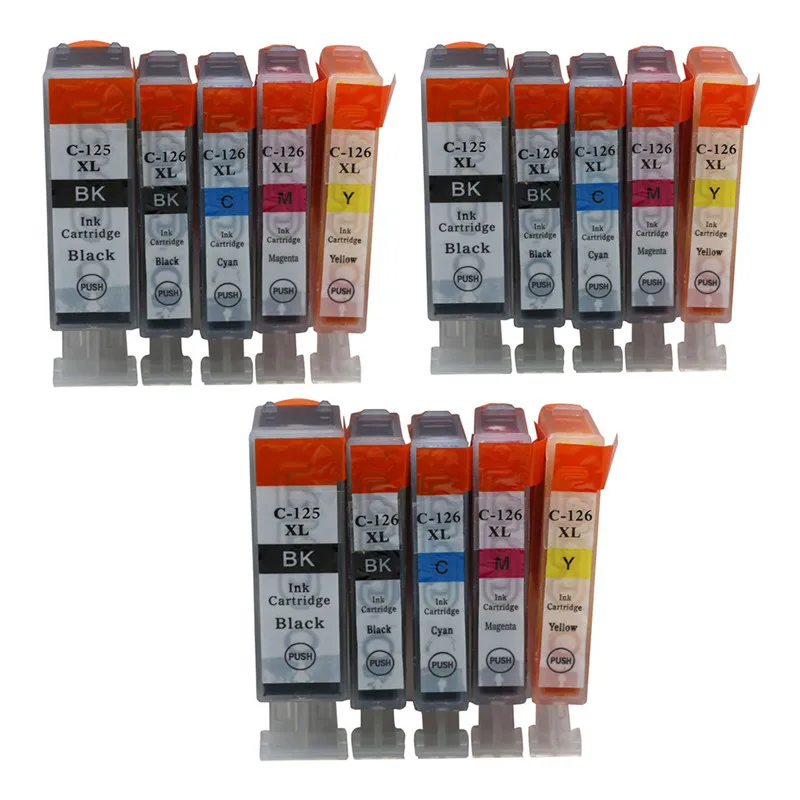 15PK PGI125 125XL CLI126 126XL Замена чернильных картриджей для Canon принтерам PIXMA IP4810 IP4910 IX6510