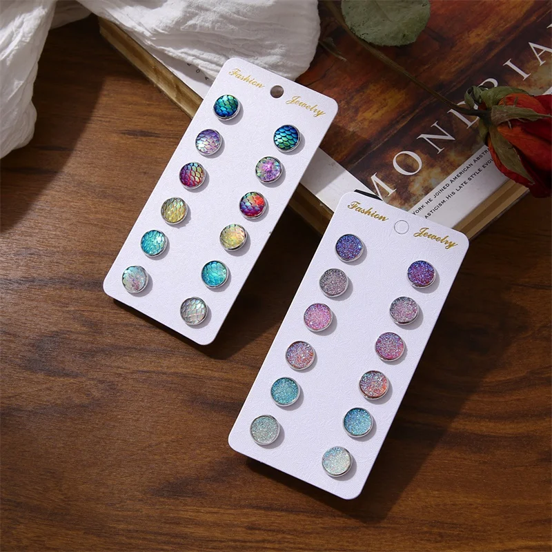 Bling Цвет Фул серьги партиями по 6 комплектов пар/компл. смешанные милые круглые со