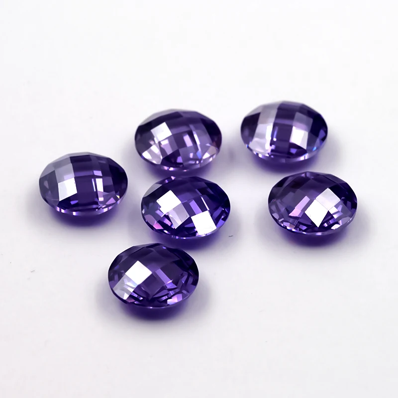 

JYGEMS Size 4-10mm Round Double Side Checkerboard Cut Zircon Violet Color Loose Cubic Zirconia