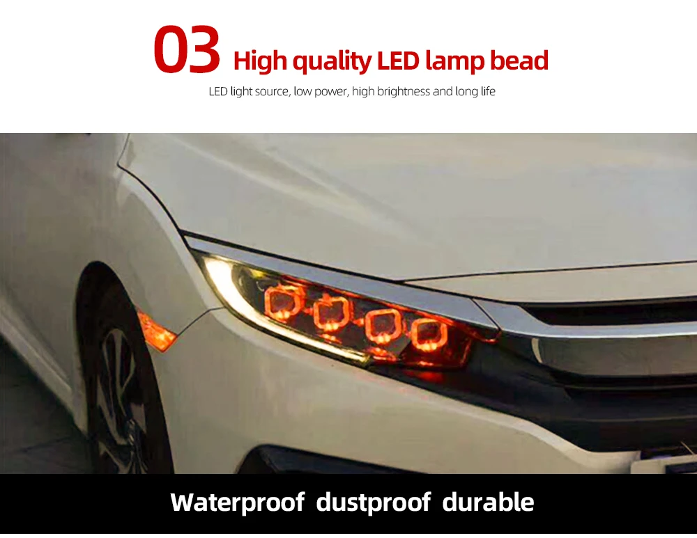 1 пара автомобилей головной светильник s для Honda Civic 10th HID светодиодный головной светильник s с движущимися поворота светильник налобный фонарь светодиодный DRL Передняя лампа