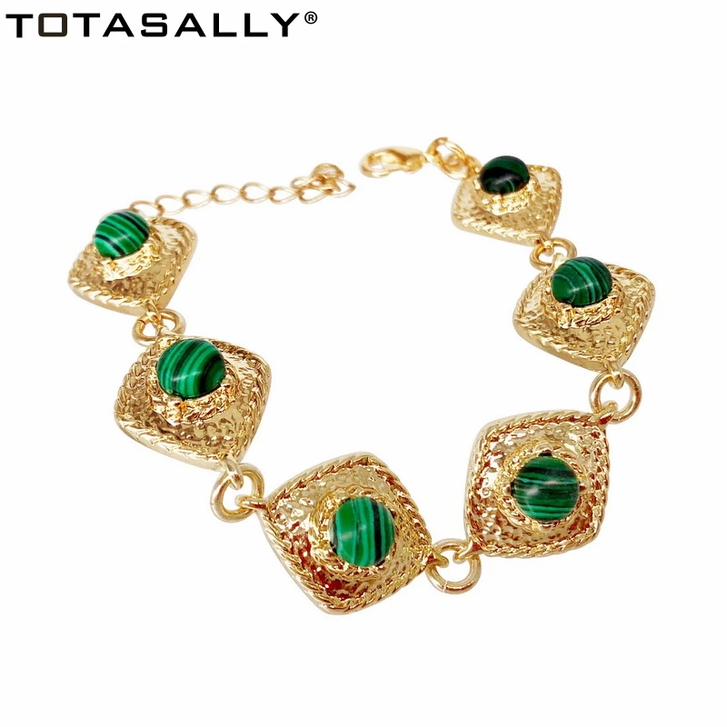 TOTASALLY New Geometric Bracelet for Women Vintage Link Peacock Stone Simulated Pearl Charm Gifts Dropship | Украшения и