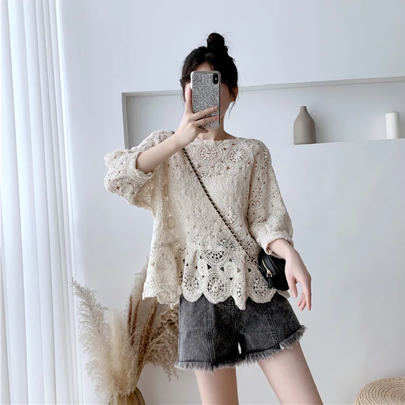 

Женская рубашка с вышивкой, свободная рубашка в западном стиле, с рукавами «Бишоп», для весны, 2021