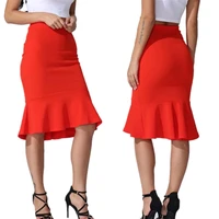 2021 new hot sale womens spring autumn elastic high waist ruffles skirts woman hip trumpet skirt mermaid