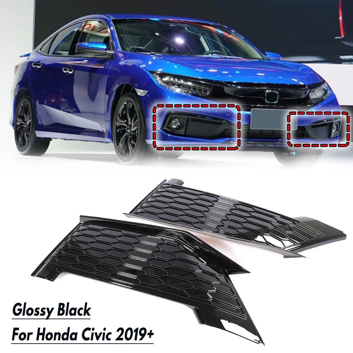 Пара глянцевых черных стисветильник передних противотуманных фар для Honda For Civic