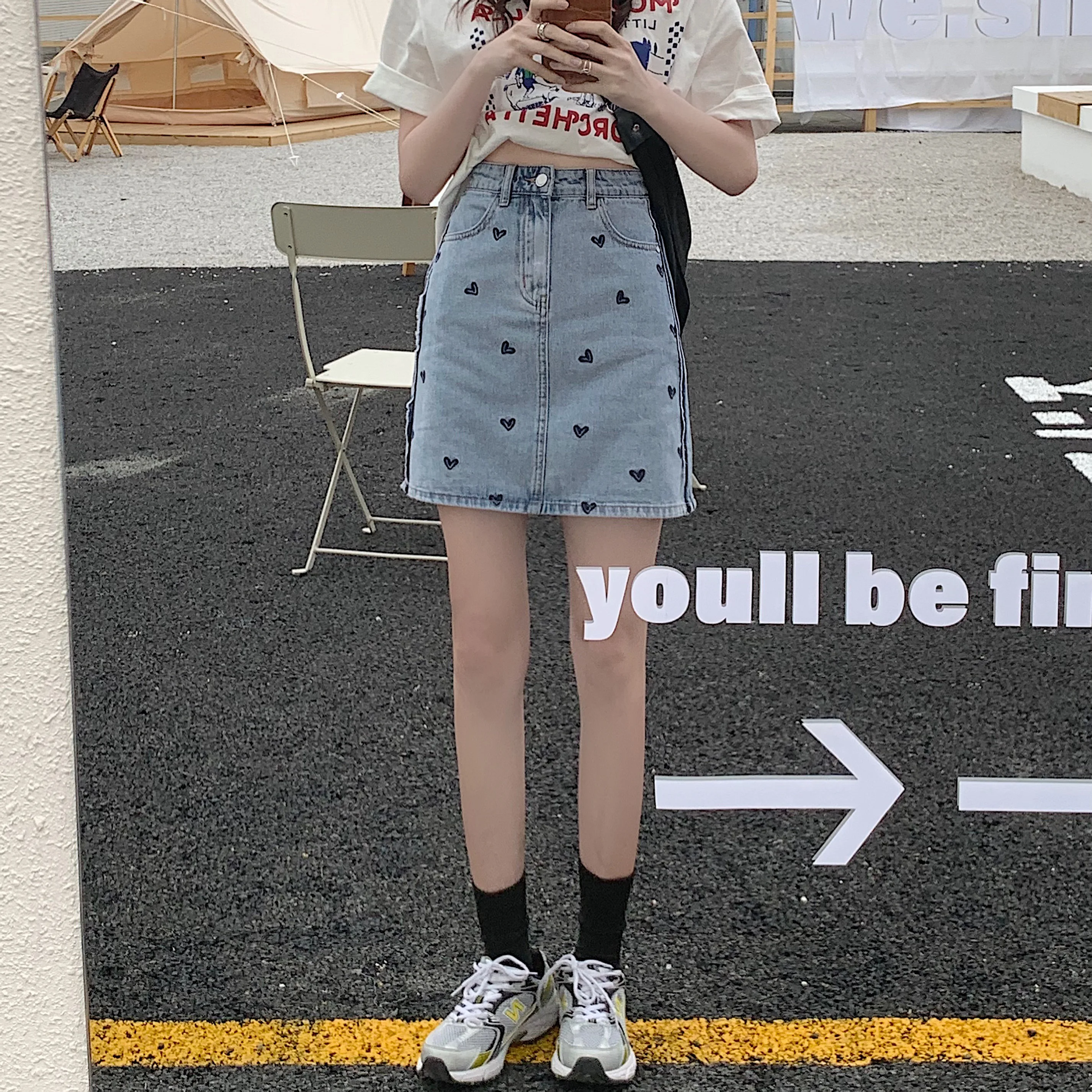 Новая летняя винтажная женская юбка Стильная Милая джинсовая с высокой талией и