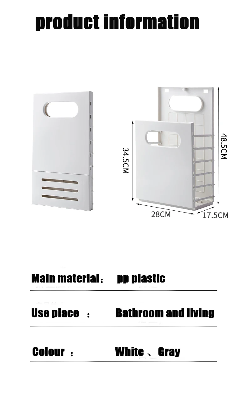 

Storage Baskets Wall-Mounted Folding Storage Basket Storage Bins Saving Space with Handle for Organizing Home Clothes Towels Toy