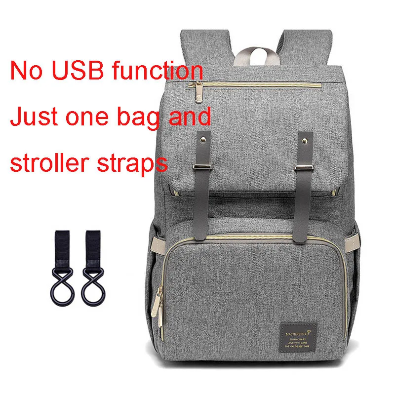 Grey Diaper Bag Сумка для подгузников, рюкзак для мамы,, USB, уход за ребенком, сумки для подгузников для кормления, модный дорожный рюкзак для подгузников для коляски, комплект - Цвет: Grey Diaper Bag