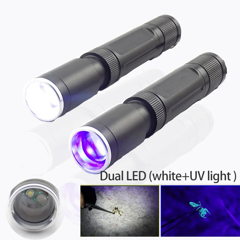 2 светодиода Фиолетовый Белый УФ ультрафиолетовый флэш светильник вспышки