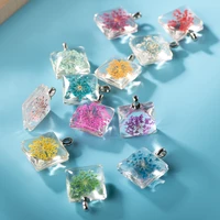 205pcs alloy hook square shape spherical glass crystal flower inside ball with hook glass round geads bead pandent 0a437
