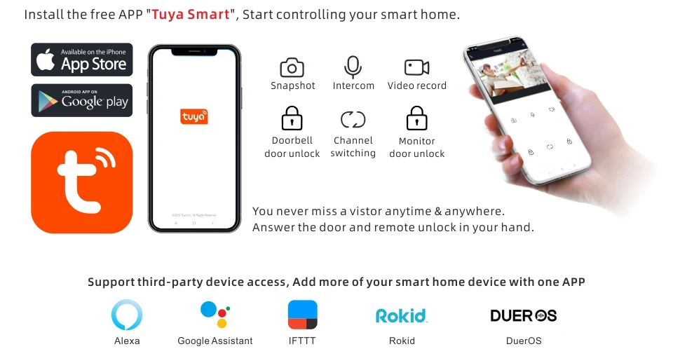 7 дюймов WiFi Смарт IP видео домофон один внутренний монитор Поддержка Android IOS бесплатное приложение удаленный разблокировка Домашняя безопасность