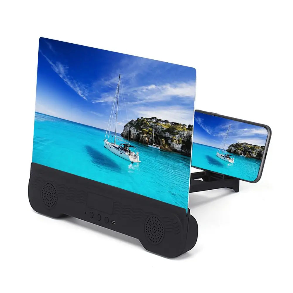 14 inch phone screen amplifier 6d video magnifier stand bracket with speakers foldable hd desk holder smartphone accessories free global shipping