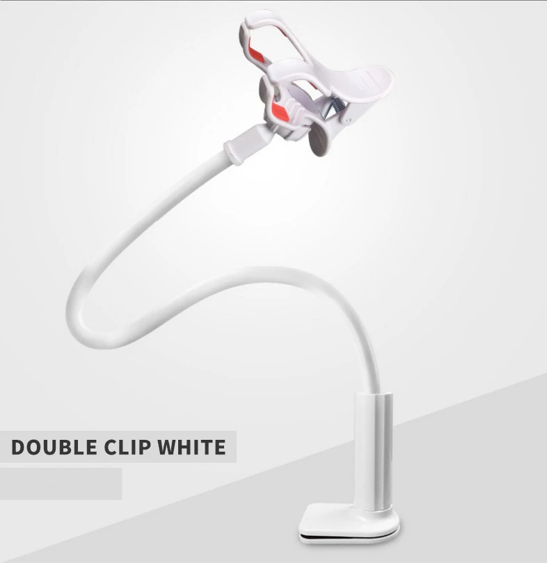 White type X 360 Вращающийся гибкий держатель для мобильного телефона с длинными ручками, Настольный кронштейн для кровати, подставка для мобильного телефона, поддержка 6,8 дюйма - Цвет: White type X