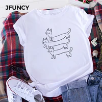 jfuncy 5xl women tee shirt 100 cotton short sleeve casual female tshirt cat print t shirt woman summer loose tops
