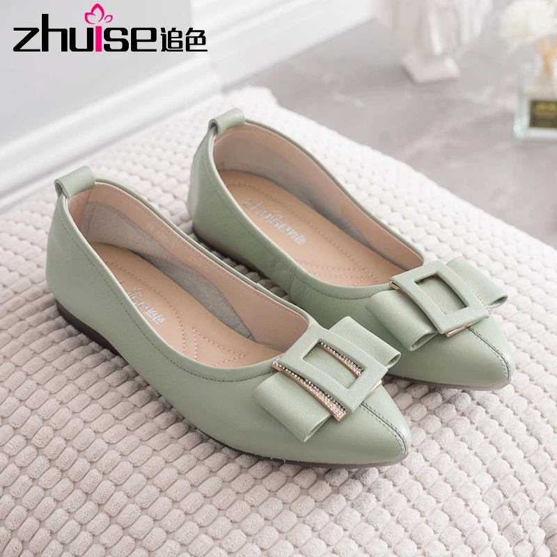 Женские туфли на плоской подошве мягкие кожаные с низкой подошвой удобные мягкой