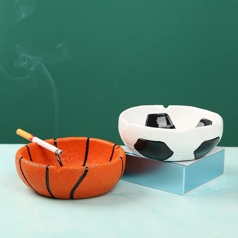 

Nordic Creative Resin Craft Football Basketball Ash Tray Home Decoration Ornaments Portable Anti Scald Living Room Cigar Ashtray