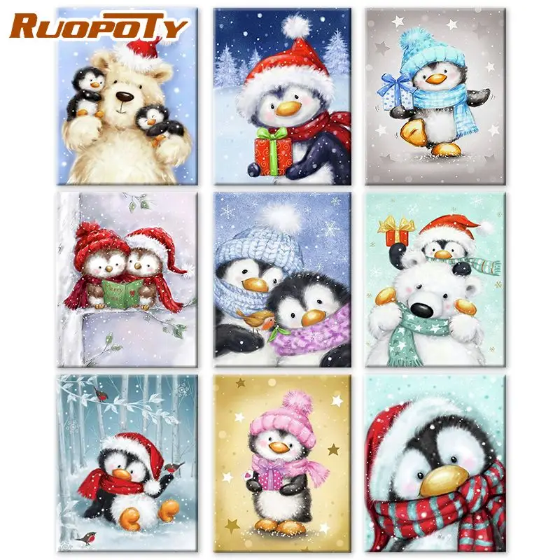 

RUOPOTY Acrylic 40x50cm Painting By Numbers Penguin For Adults Picture By Numbers Living room Home decor