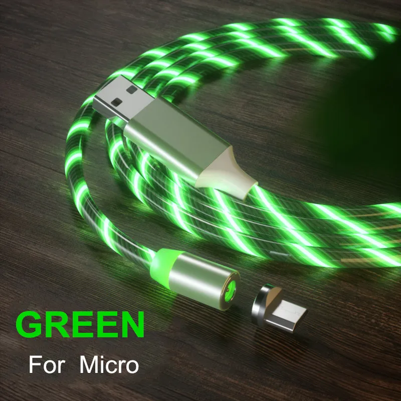 Green for Micro Vanniso 2 м магнит микро Usb кабель зарядный провод для iphone X 11 Xiaomi mi8 9t redmi note 7 samsung type C зарядное устройство светящийся шнур - Цвет: Green for Micro