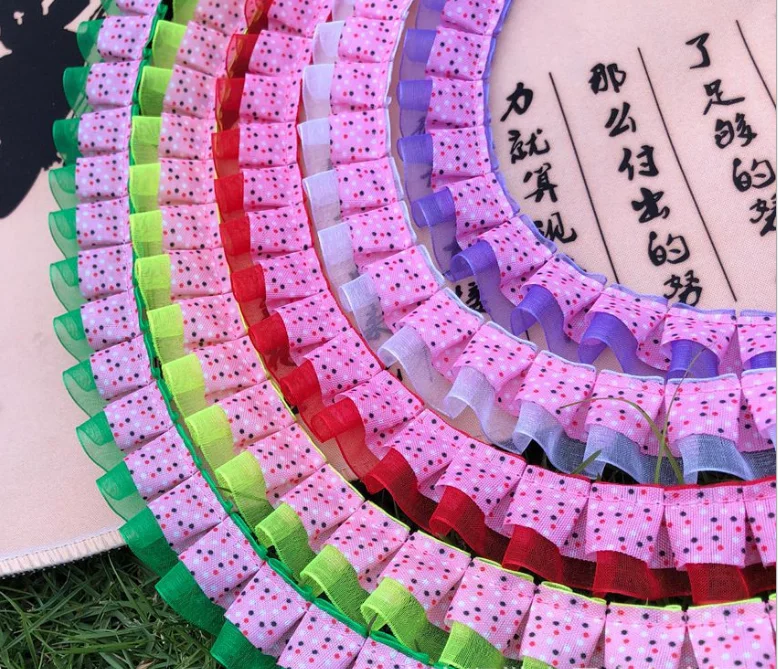 18 ярдов 2 5 см плиссированная шифоновая вышитая кружевная лента отделка краев для