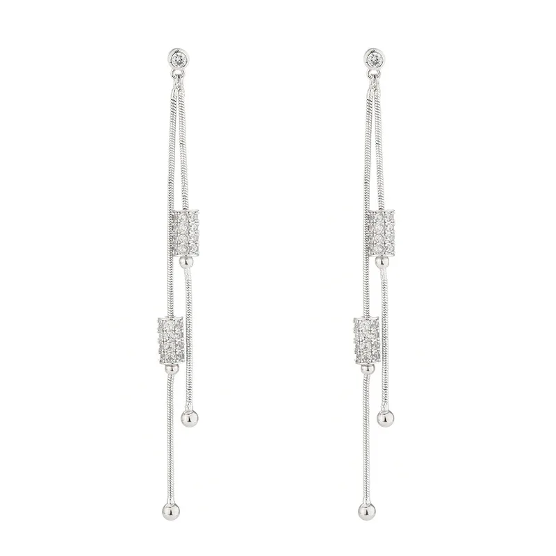 

Korean Fashion Ss925 Pin Earrings Inlaid with Zircon
