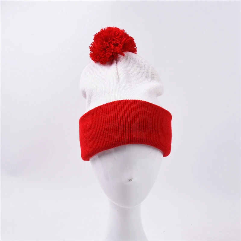 Шапка с помпоном WZCX в стиле унисекс Рождественская шапка прострочкой уличная