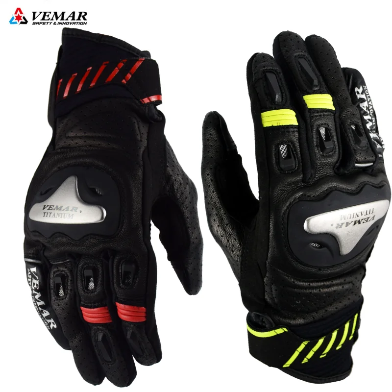 

VEMAR Motocross Leather Gloves Breathable Touch Screen Motorcycle Gloves Wearable Anti-Slip Gloves Motorcyclist knights Gloves
