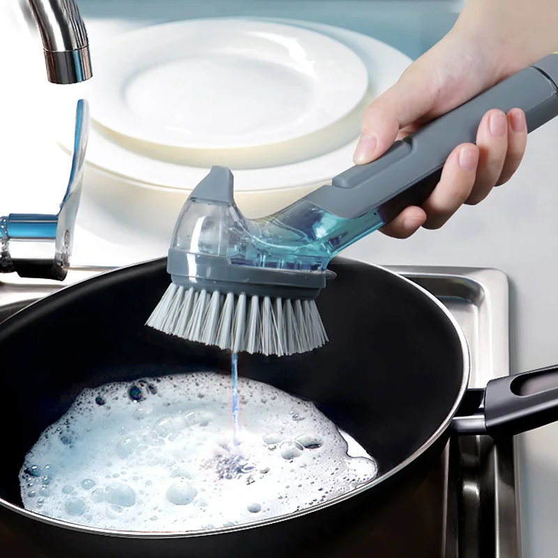 

Dish Brush with Soap Dispenser Pot Scrubber Sink Pan Brush Kitchen Tools Kit OCT998
