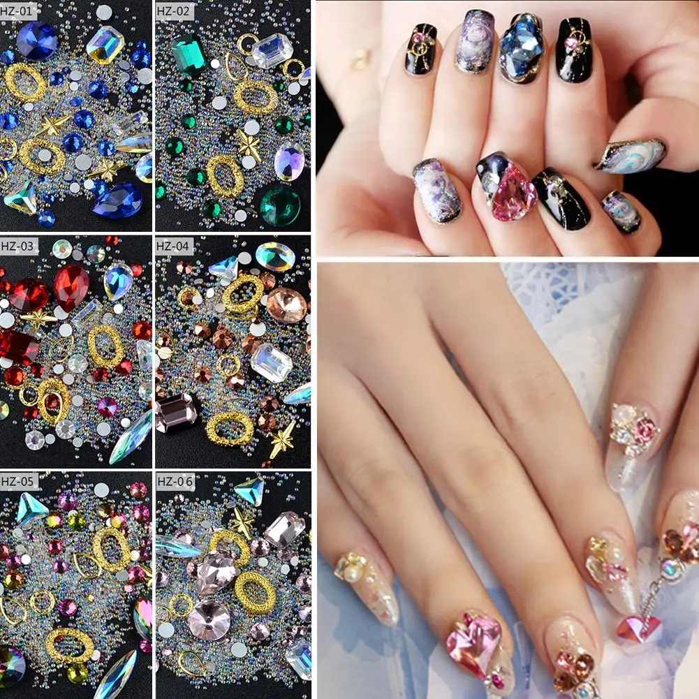 1 коробка для украшения ногтей прозрачные Стразы AB из акрилового сплава
