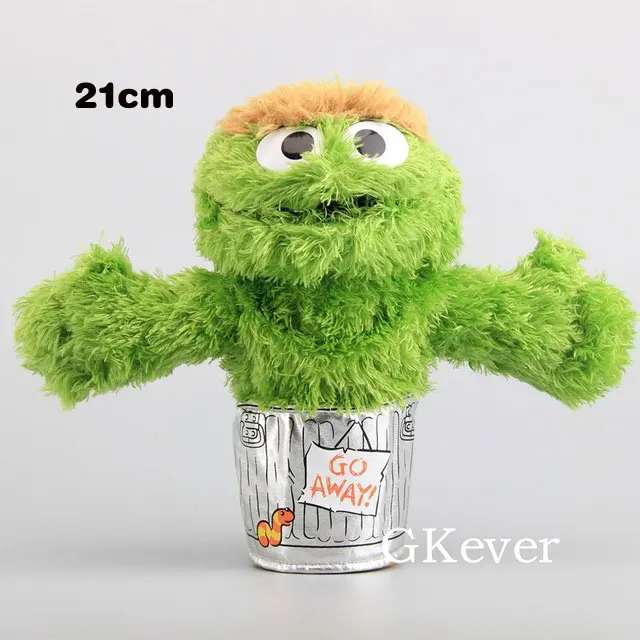 Oscar 21cm 21-40 см ручная кукла Улица Сезам плюшевые игрушки кукла Элмо Эрни Гровер Оскар Зои Берт мягкие кукольные игрушки для женщин и детей подарок на вечеринку - Цвет: Oscar 21cm