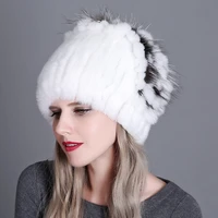 winter women fur hats real rex rabbit hat ffemale elegant thicken warm ox fur knitting snow caps ladies beanies cap fashion