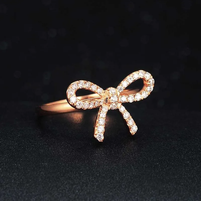 18 К Желтое золото AAA циркон ожерелье Кольца Ювелирные наборы для женщин лук форма