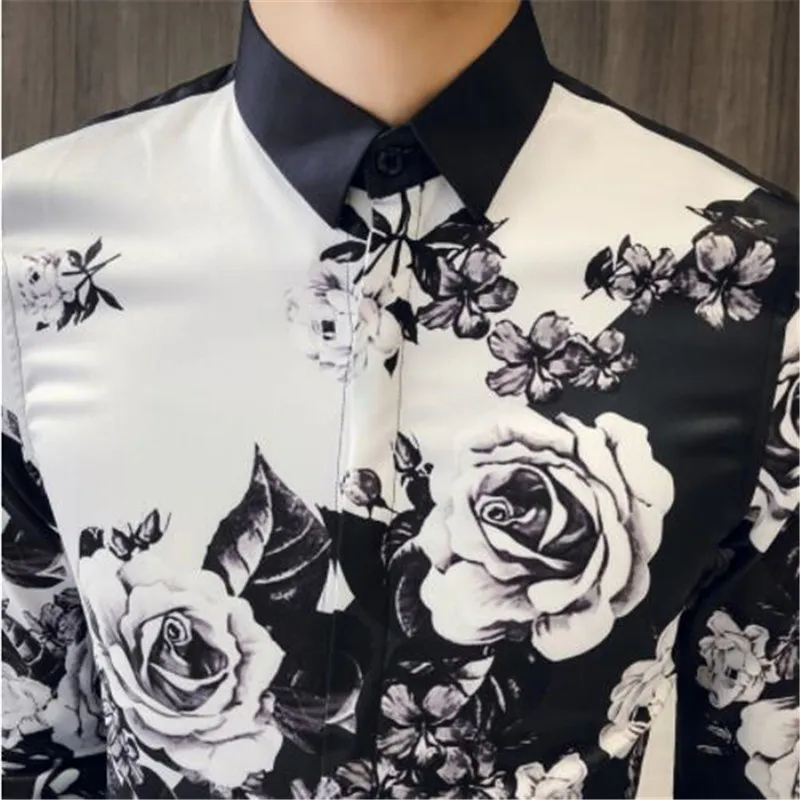 Розовая рубашка Мужская Дизайнерская с узорами Ropa De Hombre 2018 мужская длинными