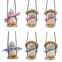 car interior cute anime swing duck pendant auto rearview mirror charms hanging ornaments interior decoraction accessories gifts