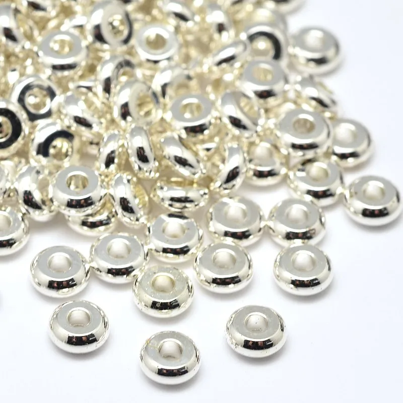 

50 pc Brass Flat Round Spacer Beads Lead Free & Cadmium Free & Nickel Free Silver Color Plated 4x1.5mm Hole: 1mm