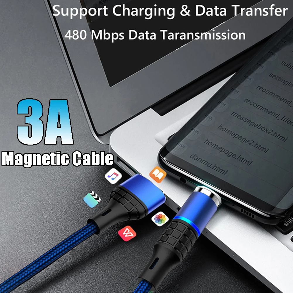 Магнитный кабель плетеный светодиодный Micro USB type C usb-кабель для зарядки huawei mate 30 Pro