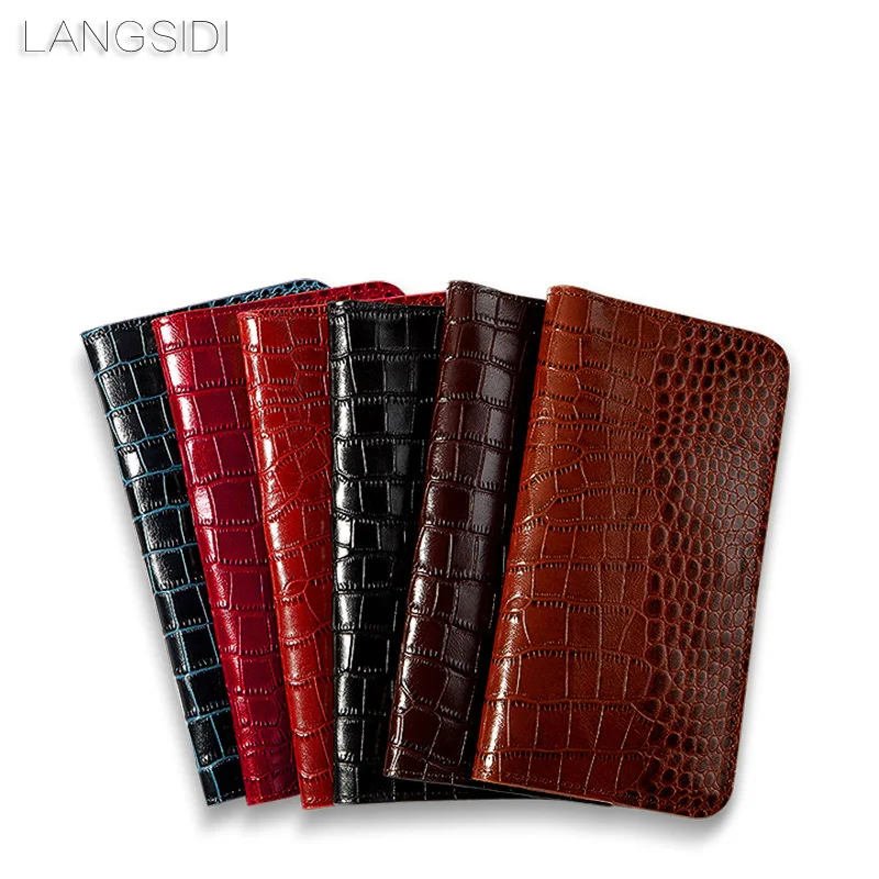 

LANGSIDI brand genuine leather case crocodile texture flip multi-function phone Wallets for iPhone 6S 7 8Plus x xs 11 PRO max