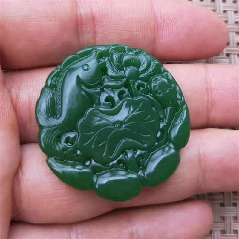 Горячая Распродажа натуральный ручной вырезать Hetian jasper Зеленый Лотос нефритовый