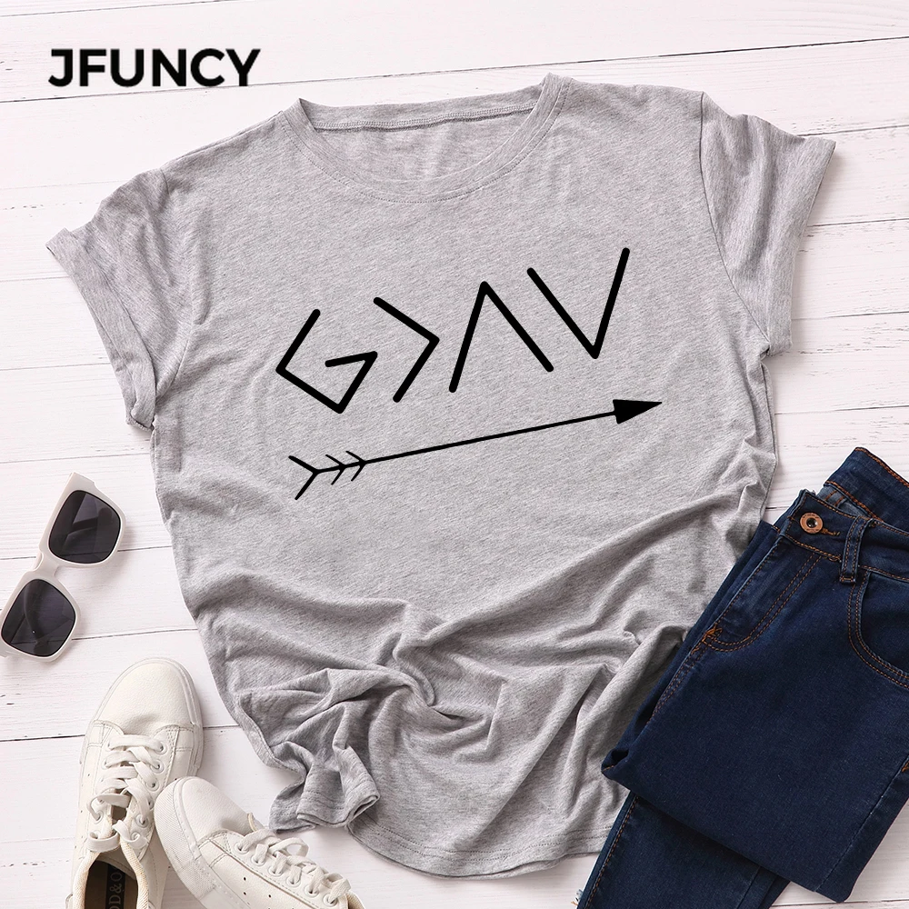 JFUNCY Cool Printed  Women T-shirts Female Short Sleeve Basic Tops Summer Cotton T Shirt Woman Casual Tee Shirts