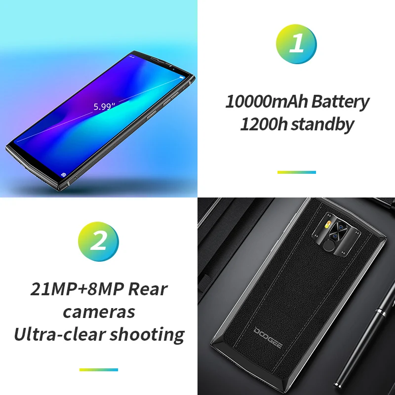 DOOGEE N100 5 99 дюймовый смартфон MT6763 Восьмиядерный мобильный телефон Android 9 0 4 Гб 64 ГБ
