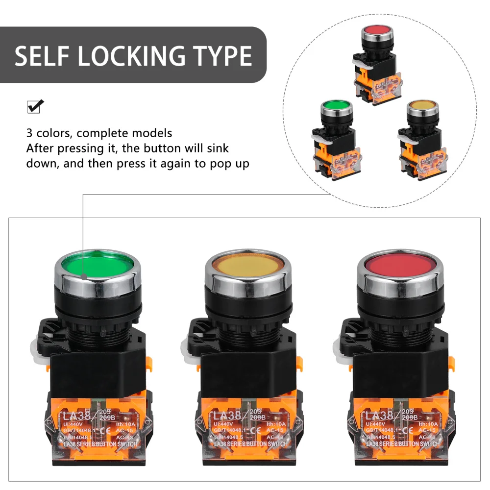 

3 Pcs Momentary Push Button Switch Pushbutton Switches (Self Reset)