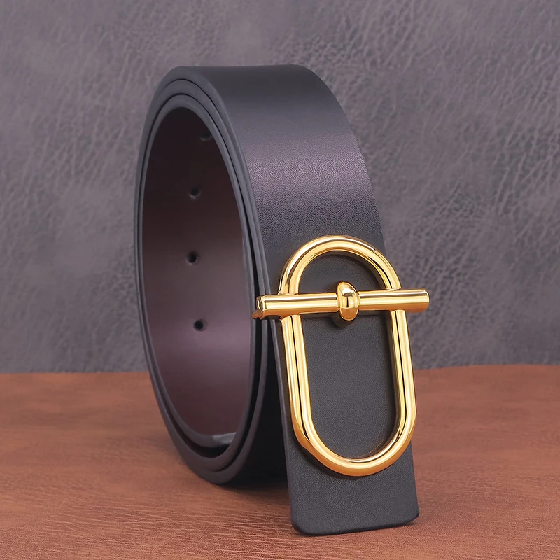 

Ремень с пряжкой из натуральной кожи мужской, 3,8 см