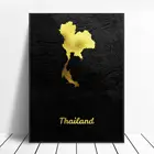 Золотая карта, Тайланд, холст, настенная печать, современный плакат, настенные картины, декор для гостиной