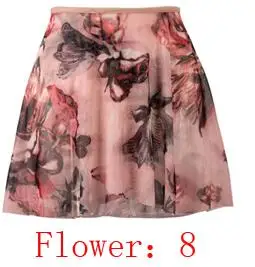BL060-flower 8 Балетный маленький фартук высокого качества для девочек, мягкий сетчатый цветок, трико с юбкой, для взрослых, цветочный принт, балетное платье для танцев - Цвет: BL060-flower 8