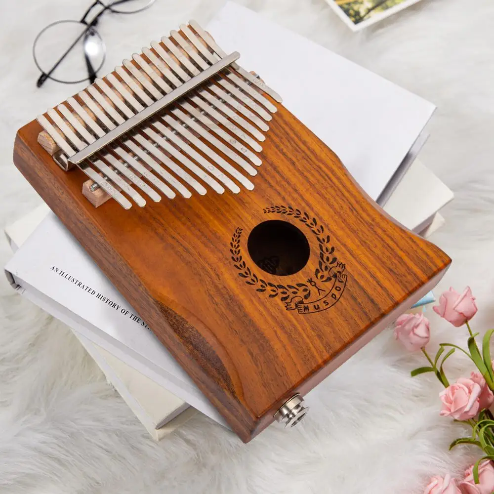 

17 Keys Thumb Piano Eq Kalimba Mbria Acacia Wood Link Speaker Electric Pickup With Bag Cable Tuner Hammer For Beginner