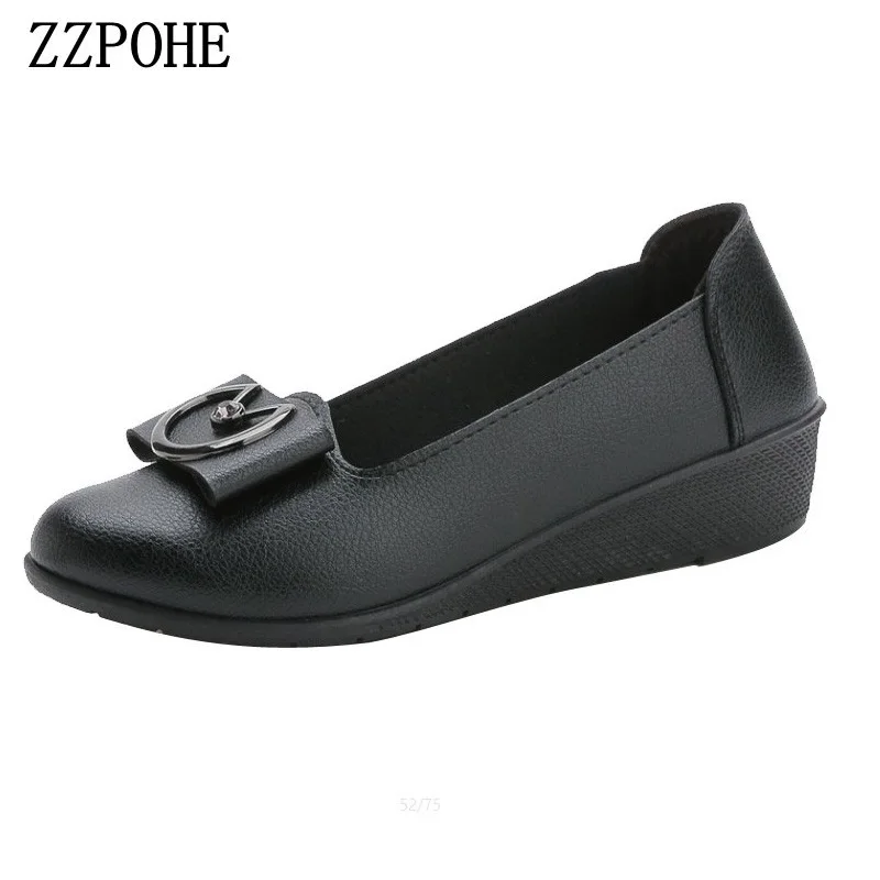 

ZZPOHE spring and autumn new mother women's shoes soft bottom comfortable shoes shallow mouth with middle-aged women's shoes