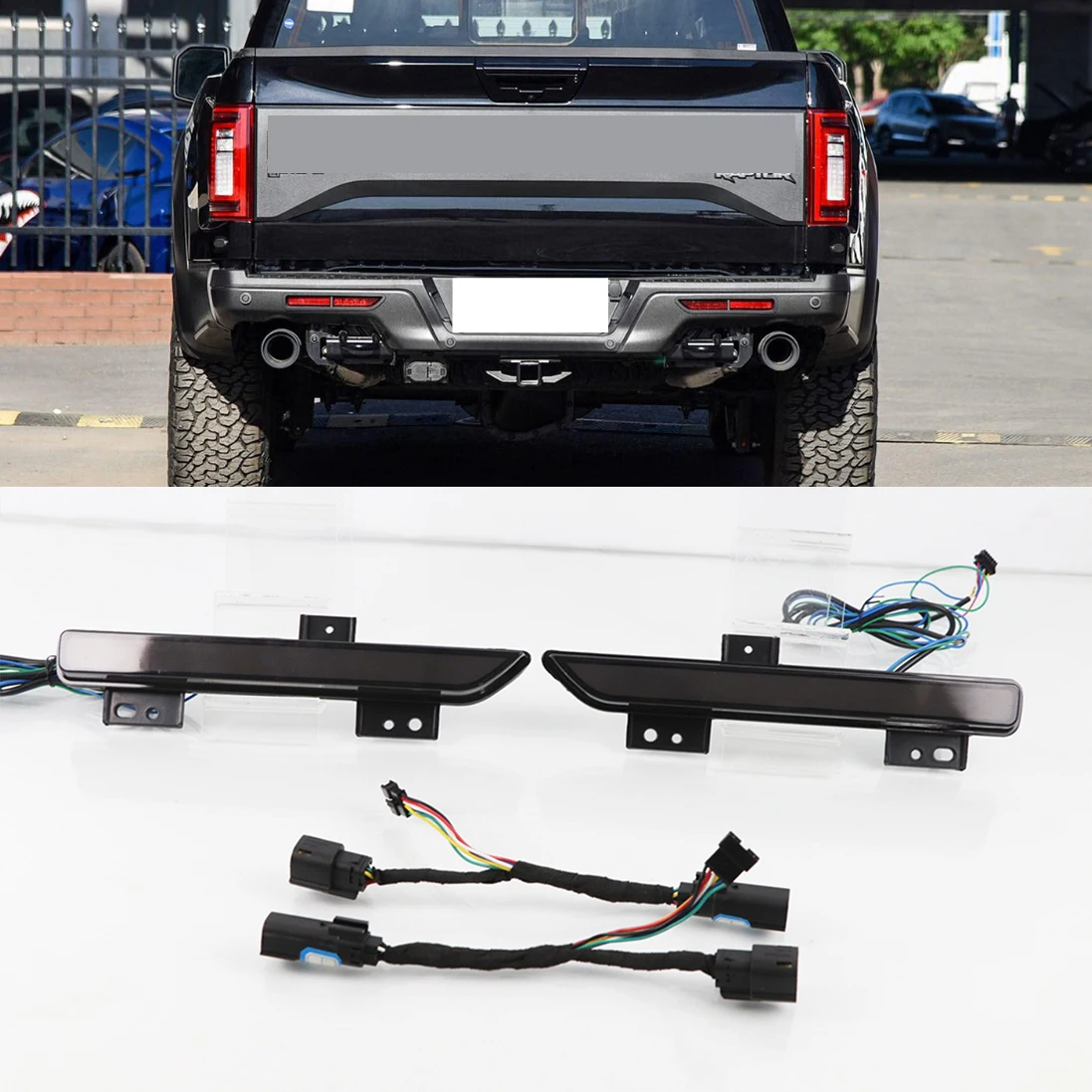 2 Pieces Turn Signal Yellow Car LED Rear Bumper Lights 4 Functions Tail Brake Lamp for Ford Raptor F-150 2016 2017 2018 | Автомобили и