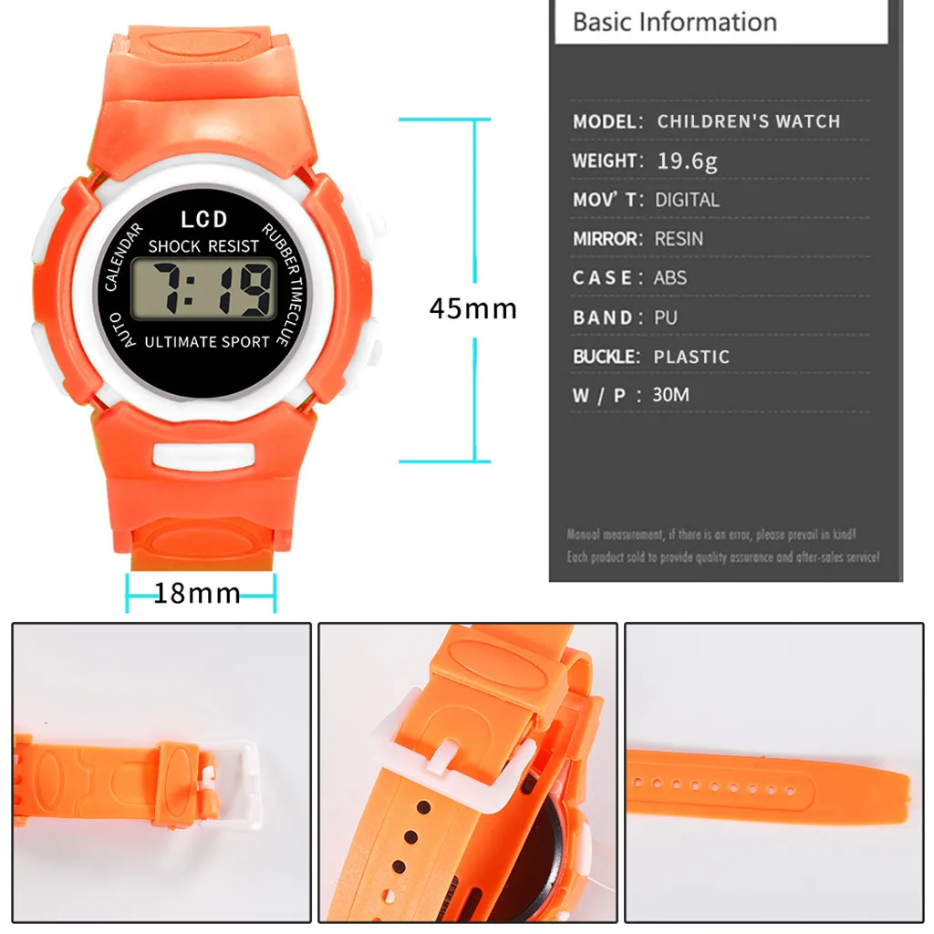 

Kids Children's Watch Electronic Quartz Wristwatch For Boy Girl 50m Waterproof Student Sports Watches Colorful Relogio Feminino