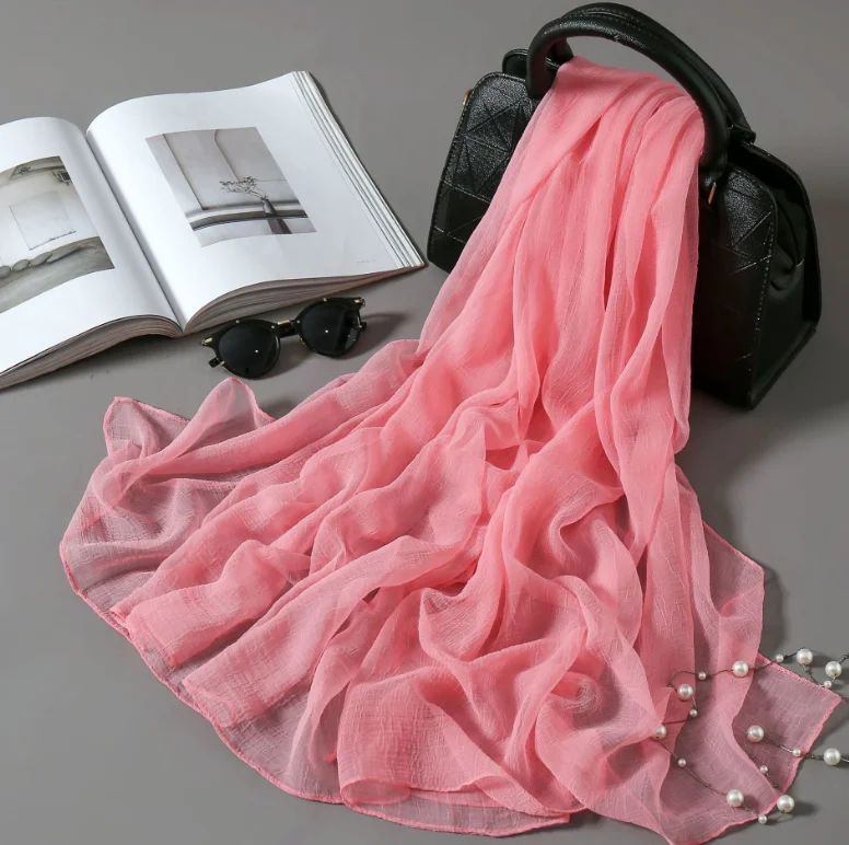 Шифоновый летний однотонный красный шарф 100*185 см шали и палантины большого