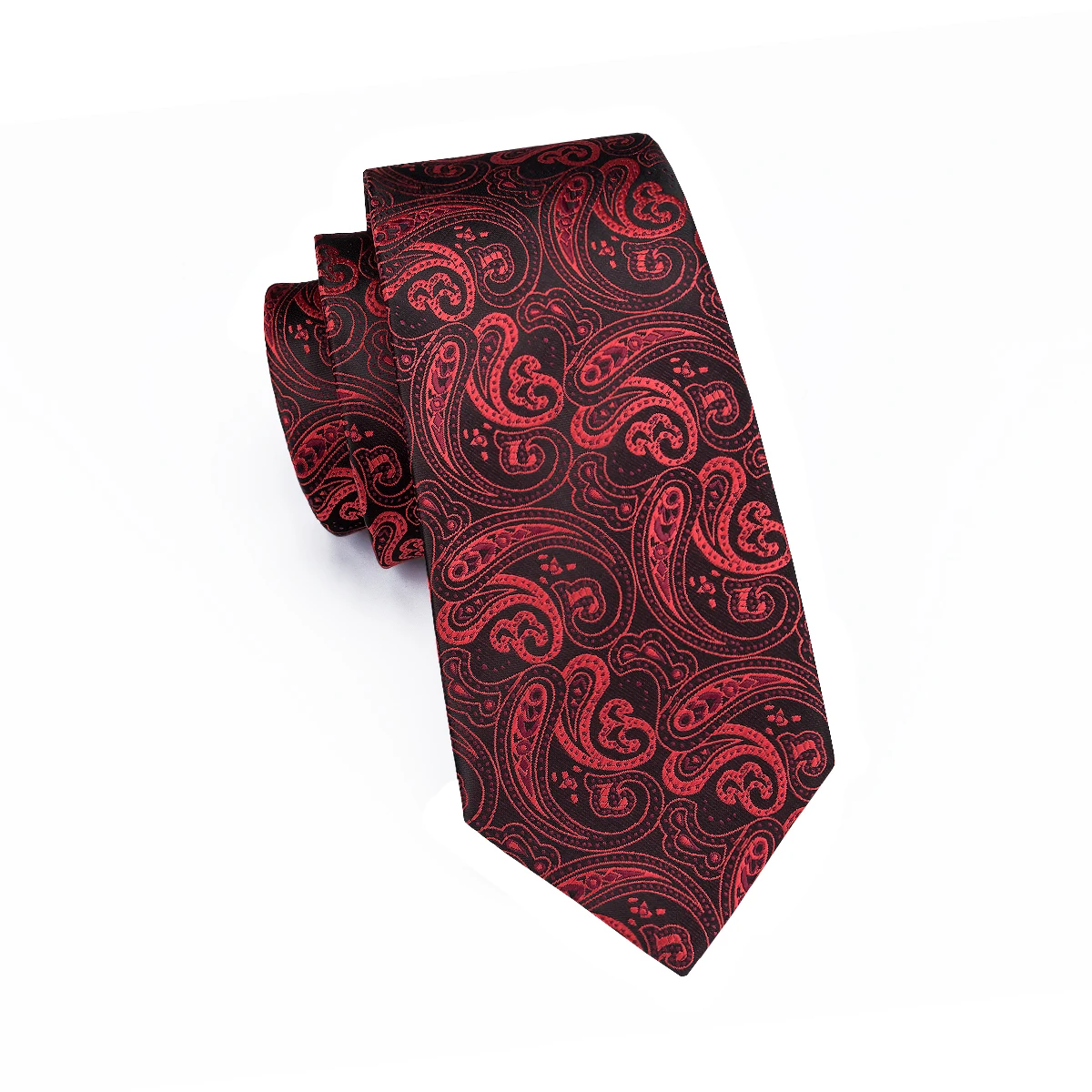 SN 314 красный черный Пейсли галстук Hanky запонки Наборы для мужчин 100% шелк галстуки